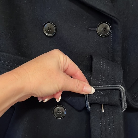 Banana Republic Navy Blue Double Breasted Wool Winter Coat Size M - Picture 5 of 12